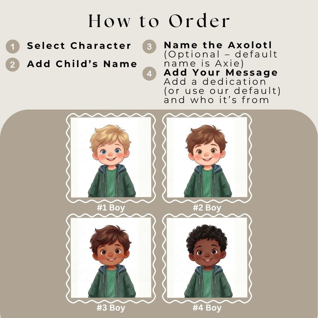 Axolotl book for boys pet story personalized