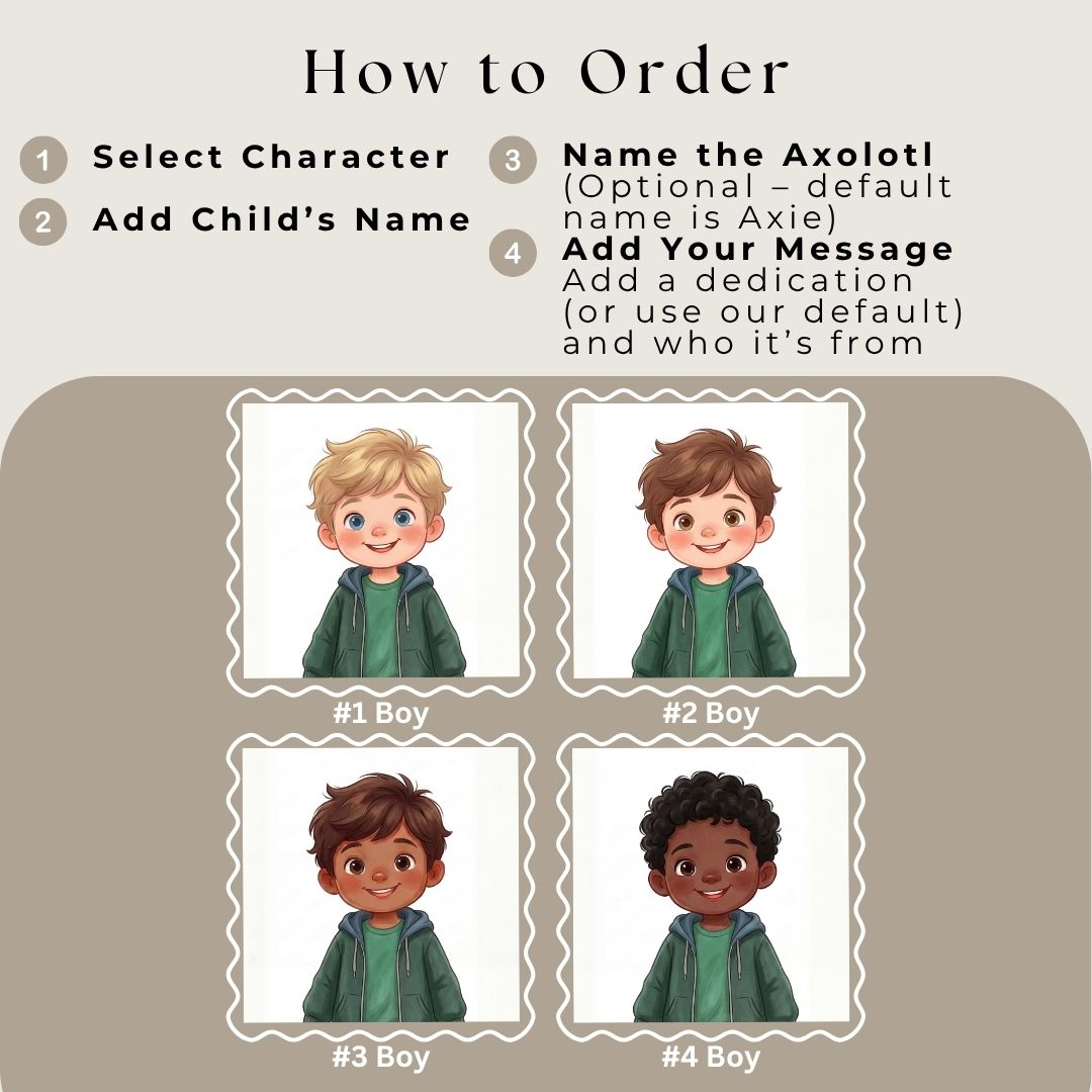 Axolotl book for boys pet story personalized