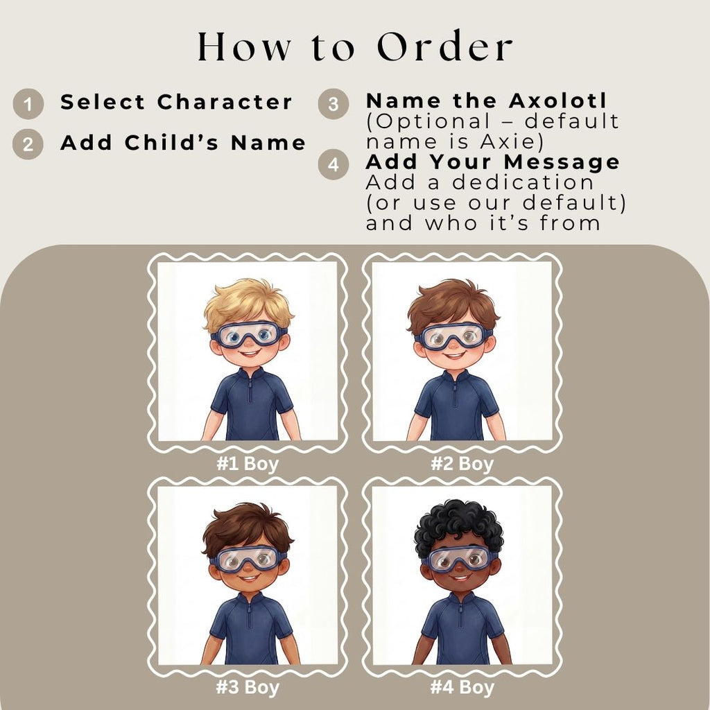 Axolotl story for boys ocean adventure personalized
