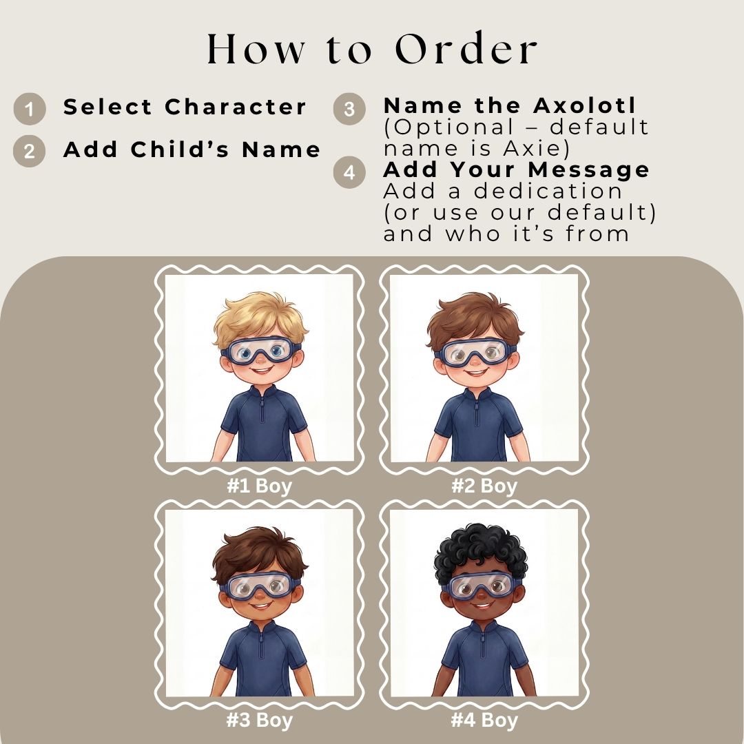Axolotl story for boys ocean adventure personalized