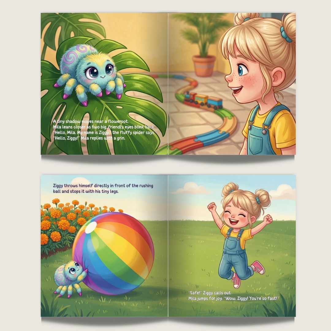 Jumping spider story book for girls park adventure personalized