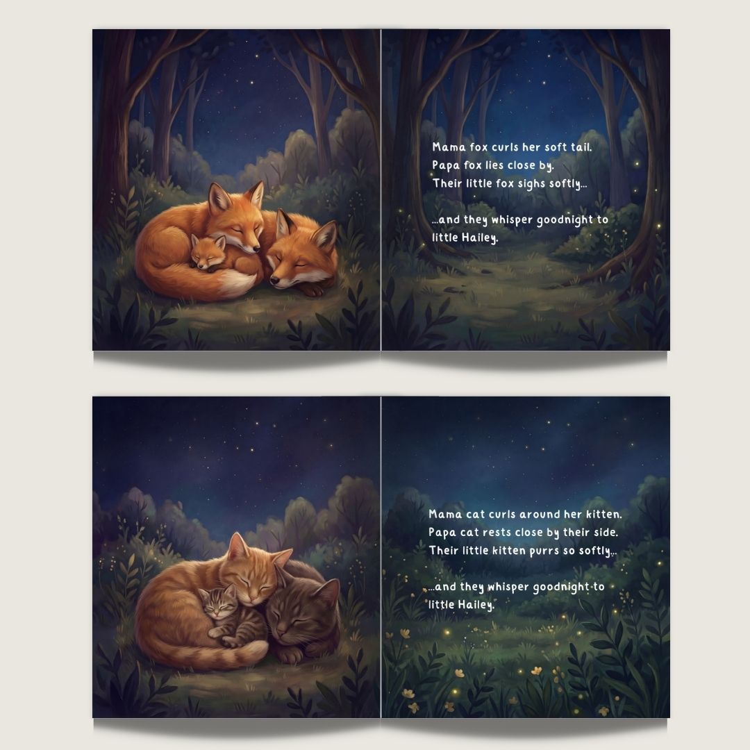 Baby bedtime book for girls animal sleep story personalized