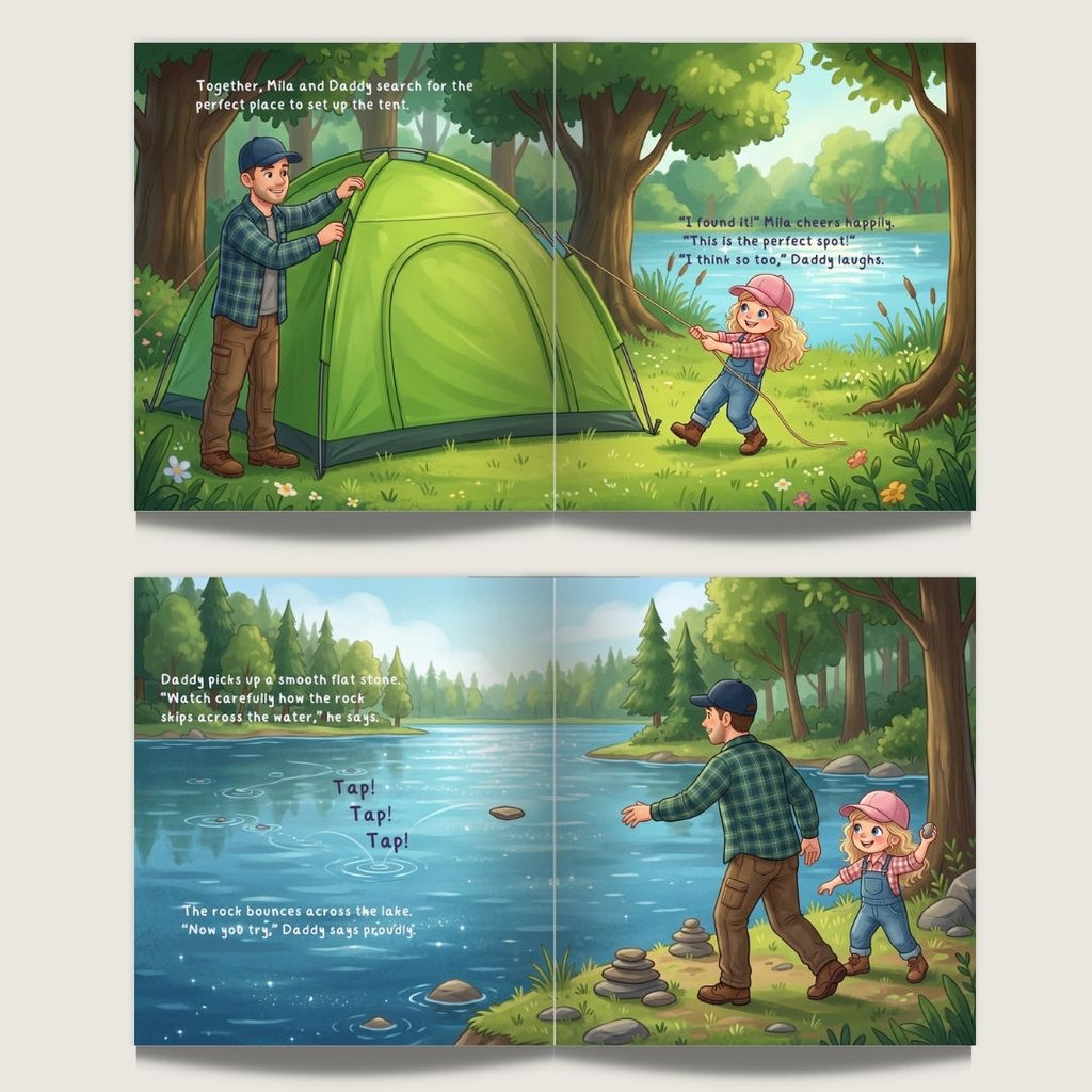 Daddy daughter camping adventure story book