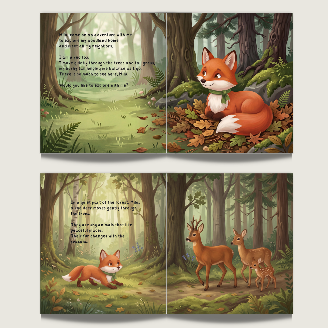 Red fox fact book woodland animals adventure learning personalized
