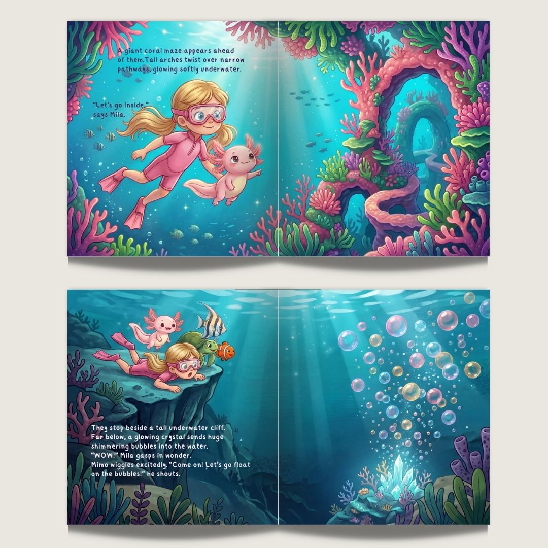 Axolotl story for girls ocean adventure personalized