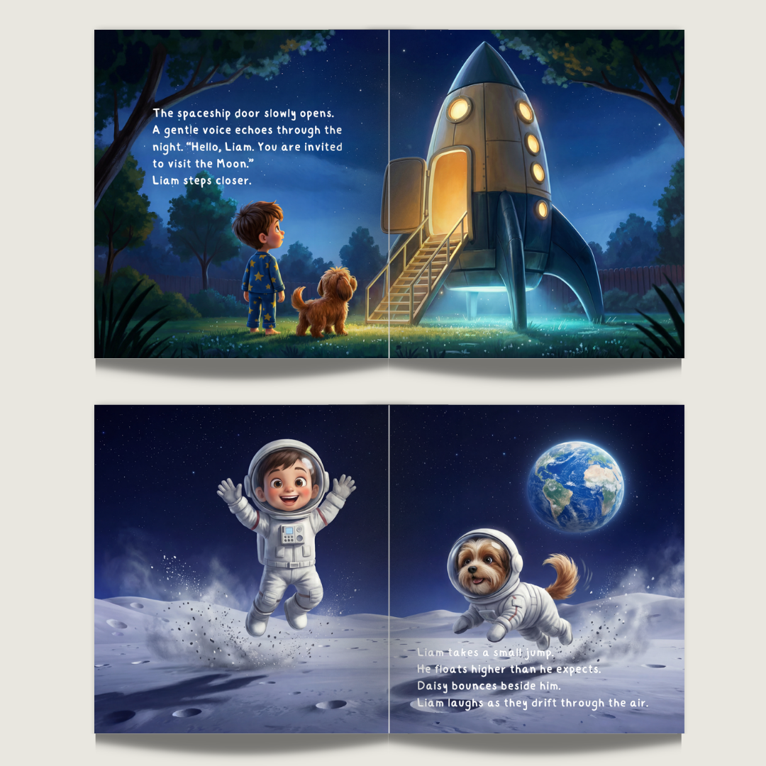 Space adventure book for boy puppy adventure personalized