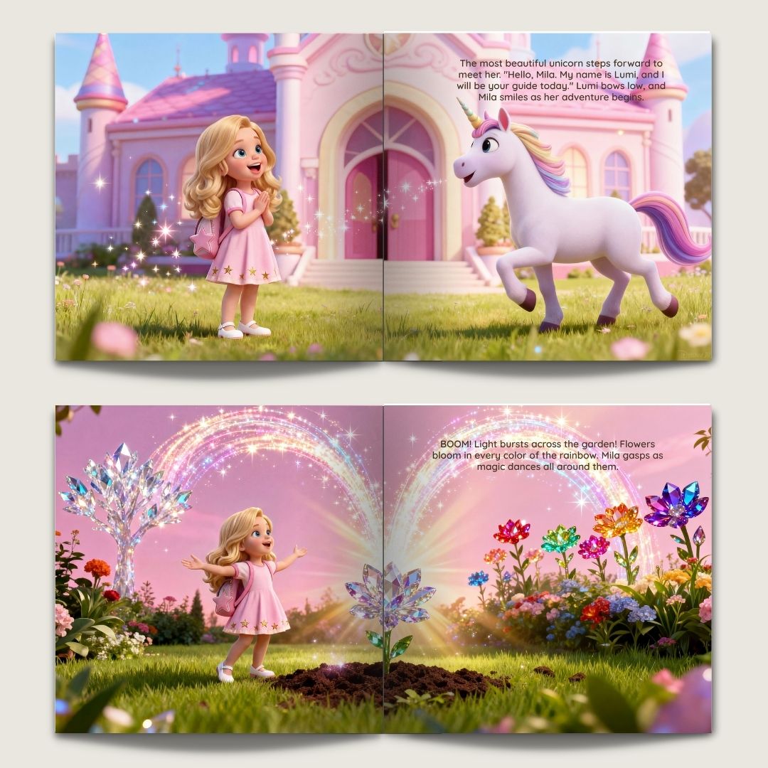 Unicorn book for girls school adventure gift personalized