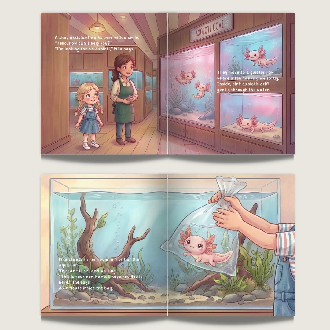 Axolotl book for girls pet story personalized