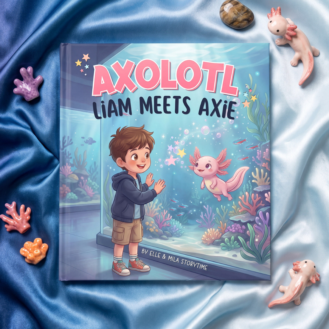 Axolotl book for boys aquarium adventure personalized