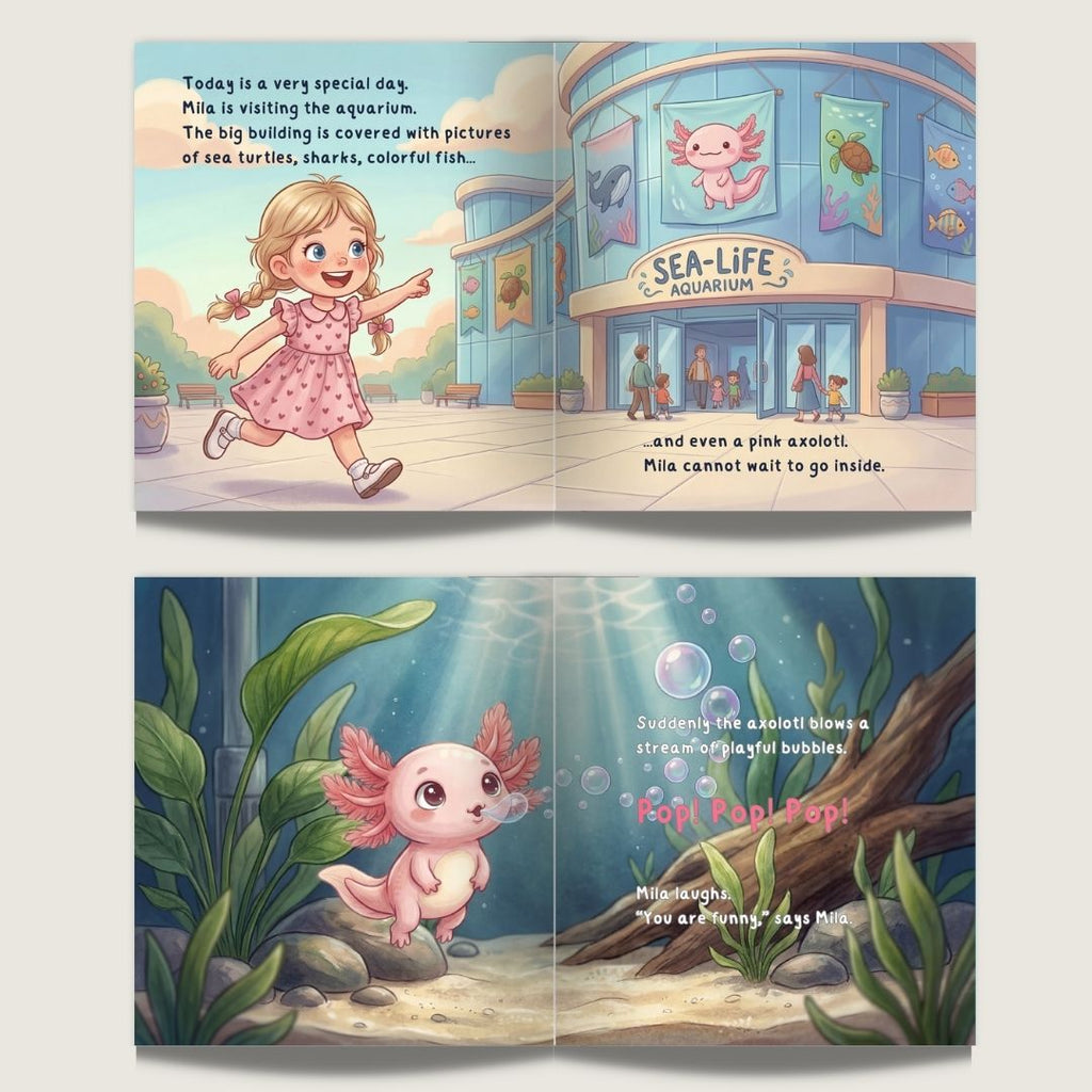 Axolotl book for girls aquarium adventure personalized