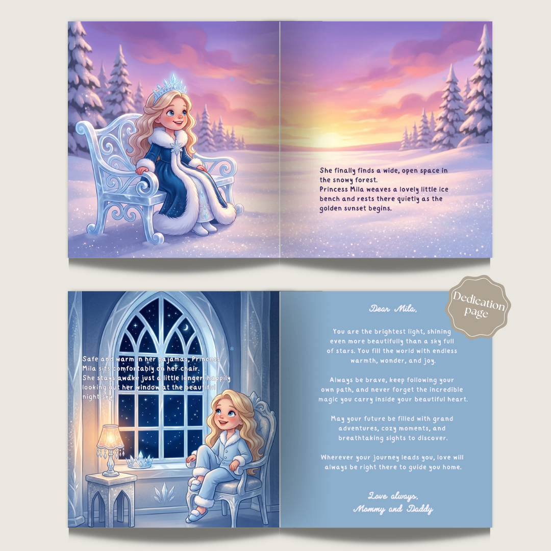 Snow princess story for girls magical winter adventure personalized