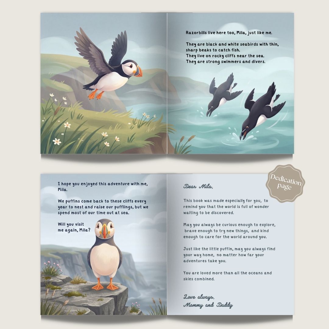 Puffin fact book ocean animal adventure learning personalized