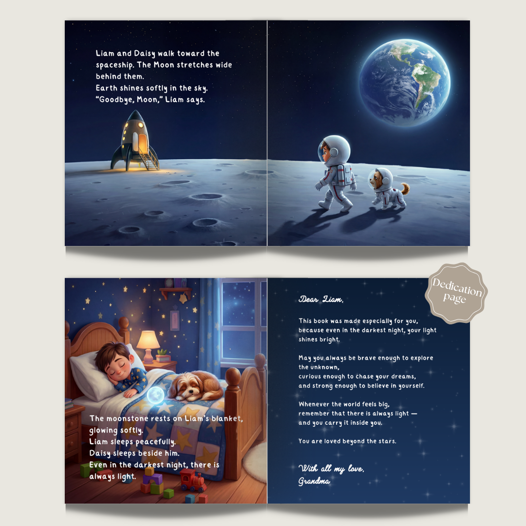 Space adventure book for boy puppy adventure personalized