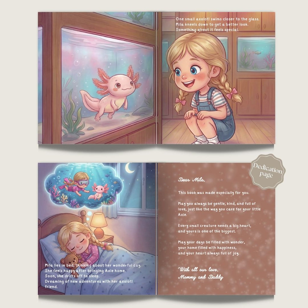 Axolotl book for girls pet story personalized