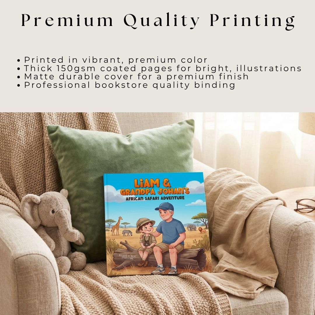 Grandpa and grandson safari adventure book african wildlife story personalized