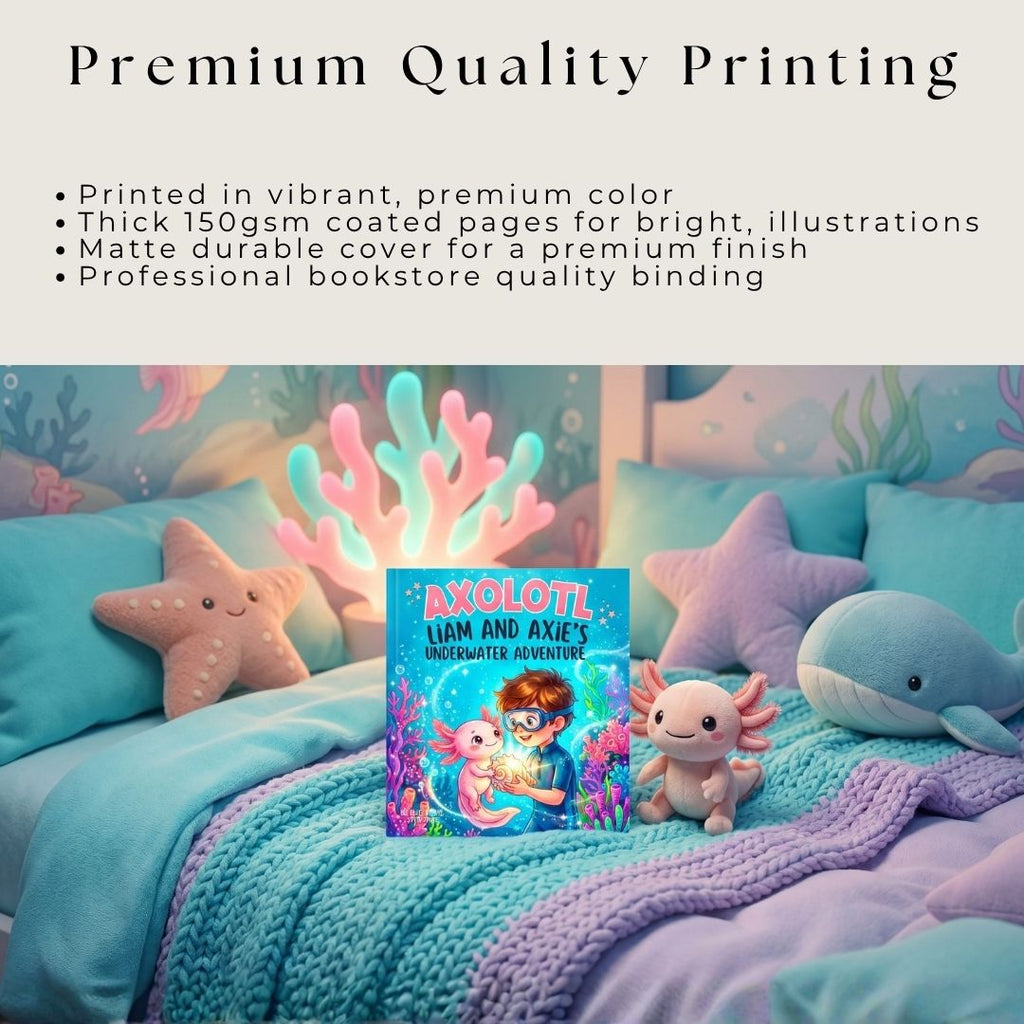 Axolotl story for boys ocean adventure personalized