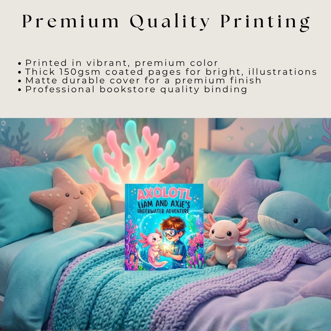 Axolotl story for boys ocean adventure personalized