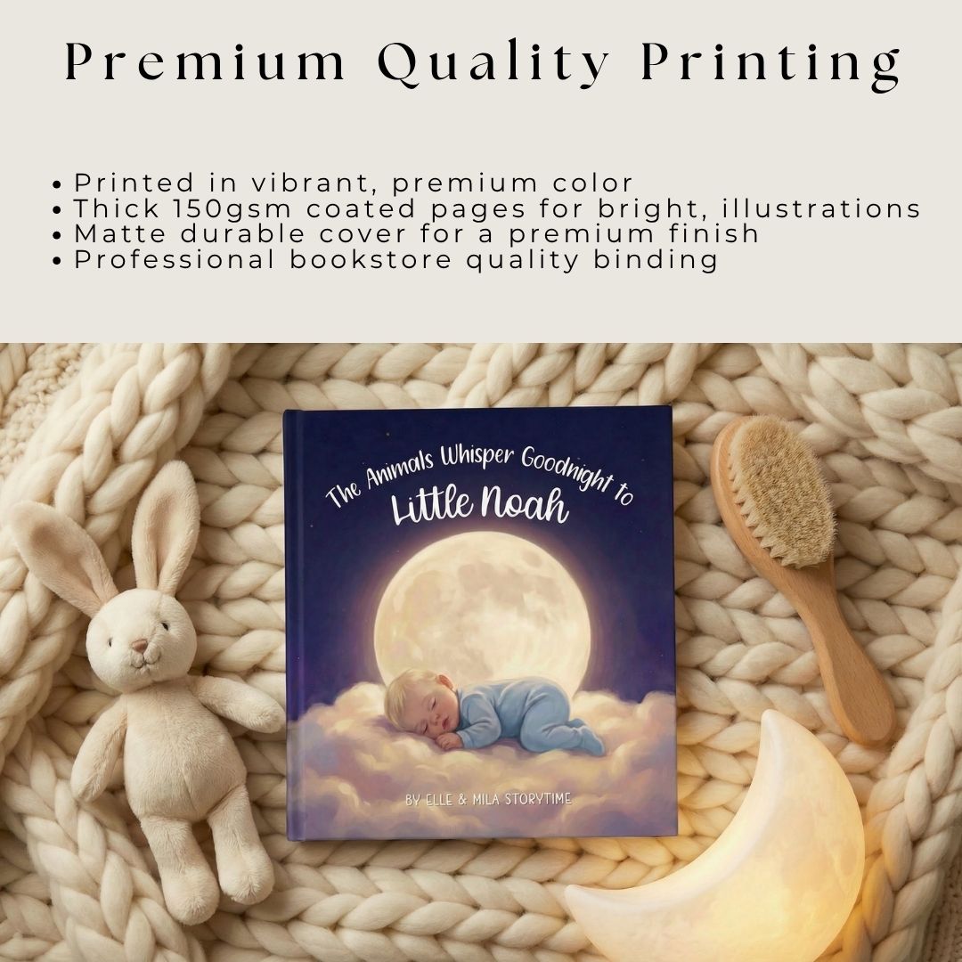 Baby bedtime book for boys animal sleep story personalized