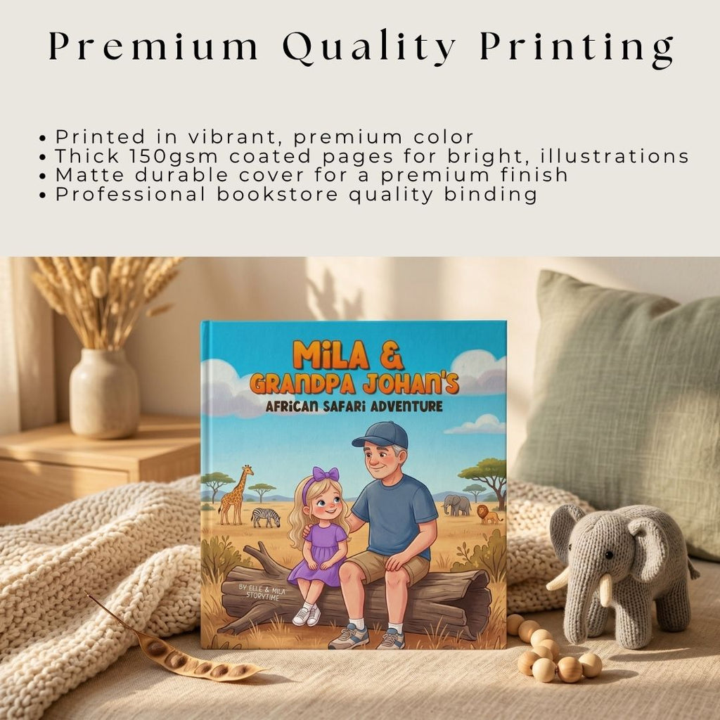 Grandpa and granddaughter safari adventure book african wildlife story personalized