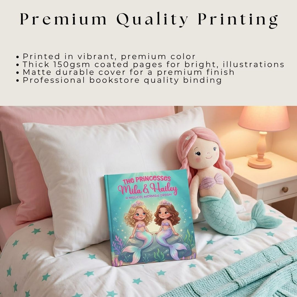 Mermaid princess book for girls sisters cousins friends personalized