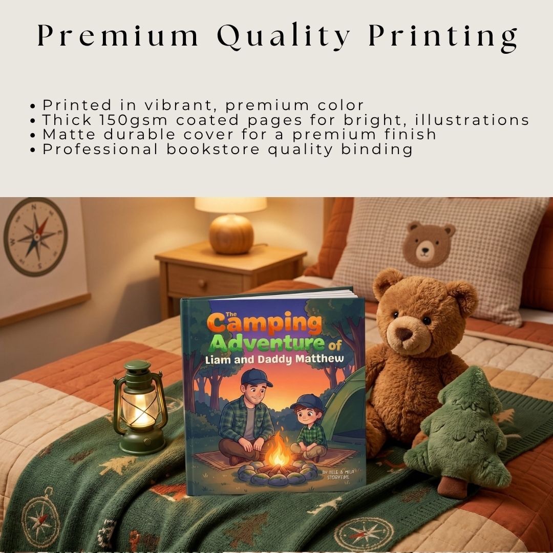 Daddy son camping adventure story book