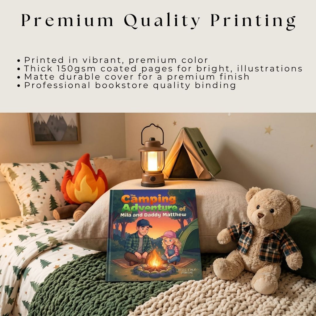 Daddy daughter camping adventure story book