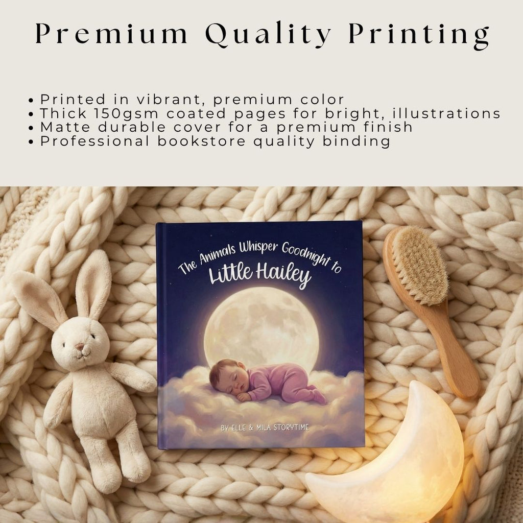 Baby bedtime book for girls animal sleep story personalized