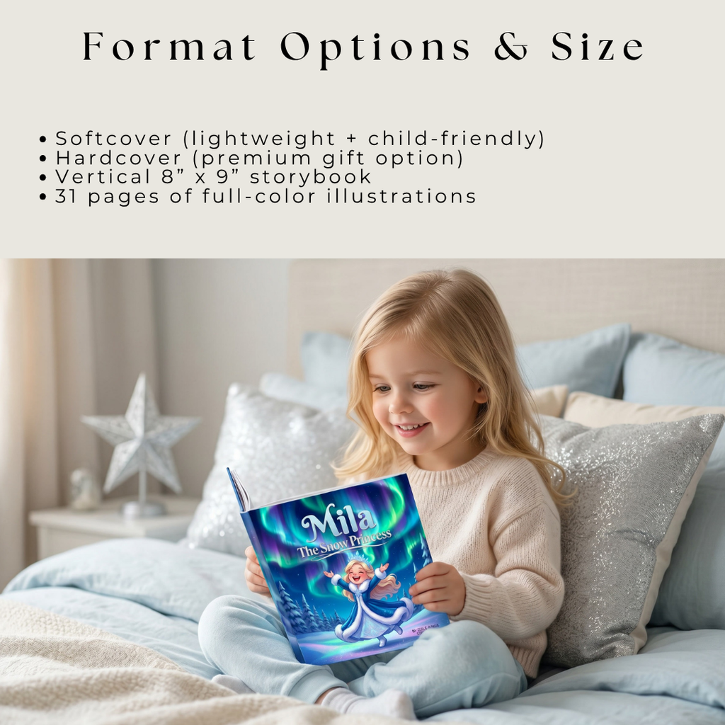 Snow princess story for girls magical winter adventure personalized