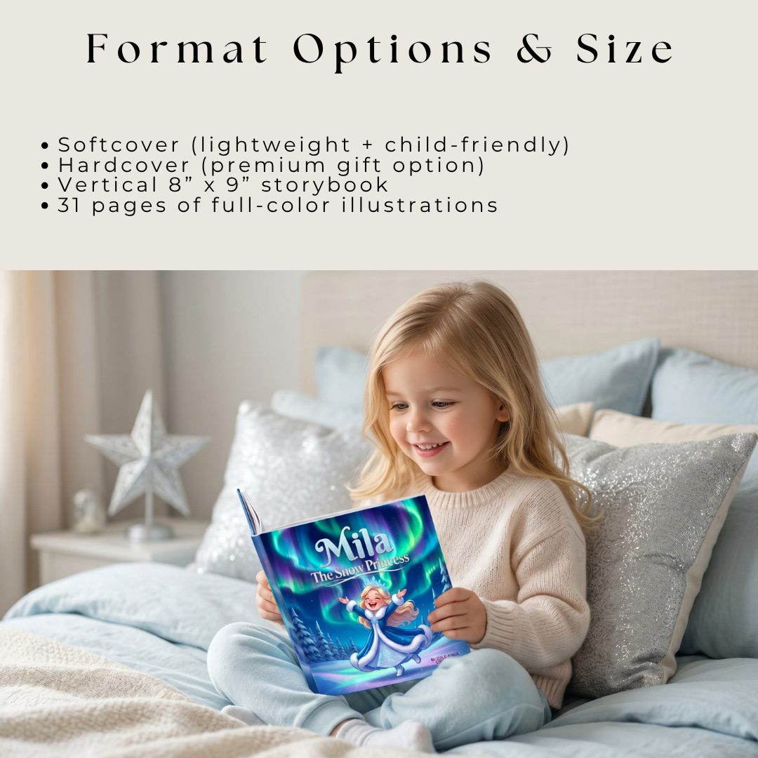Snow princess story for girls magical winter adventure personalized