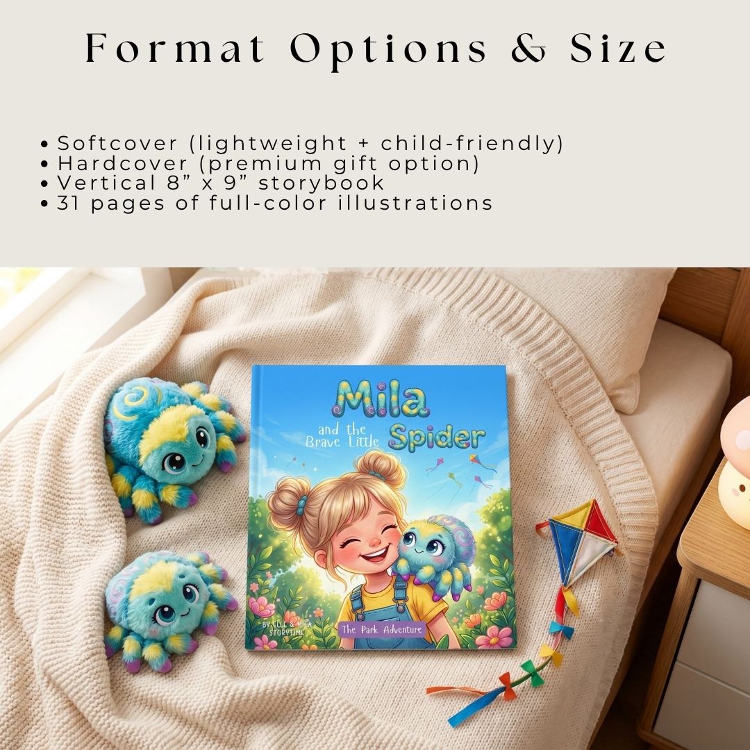 Jumping spider story book for girls park adventure personalized