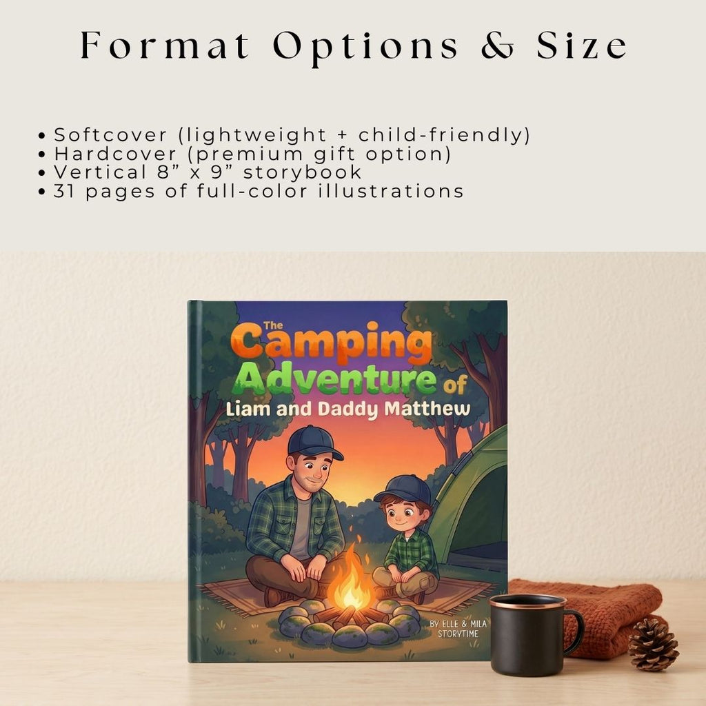 Daddy son camping adventure story book