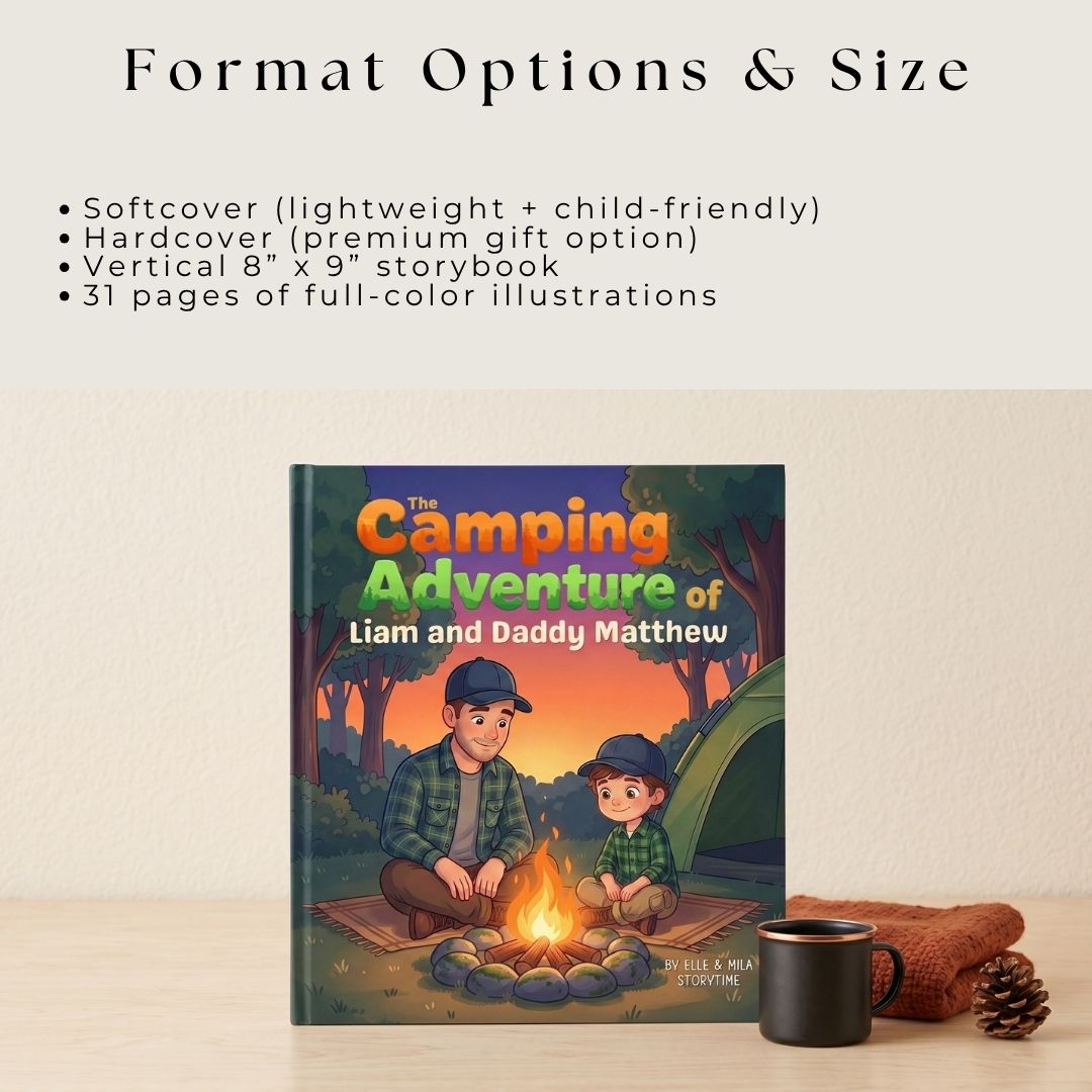 Daddy son camping adventure story book