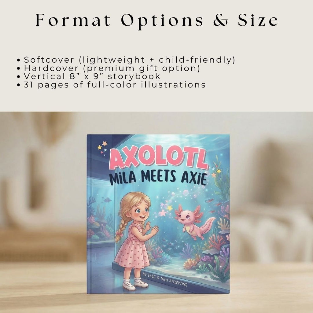 Axolotl book for girls aquarium adventure personalized