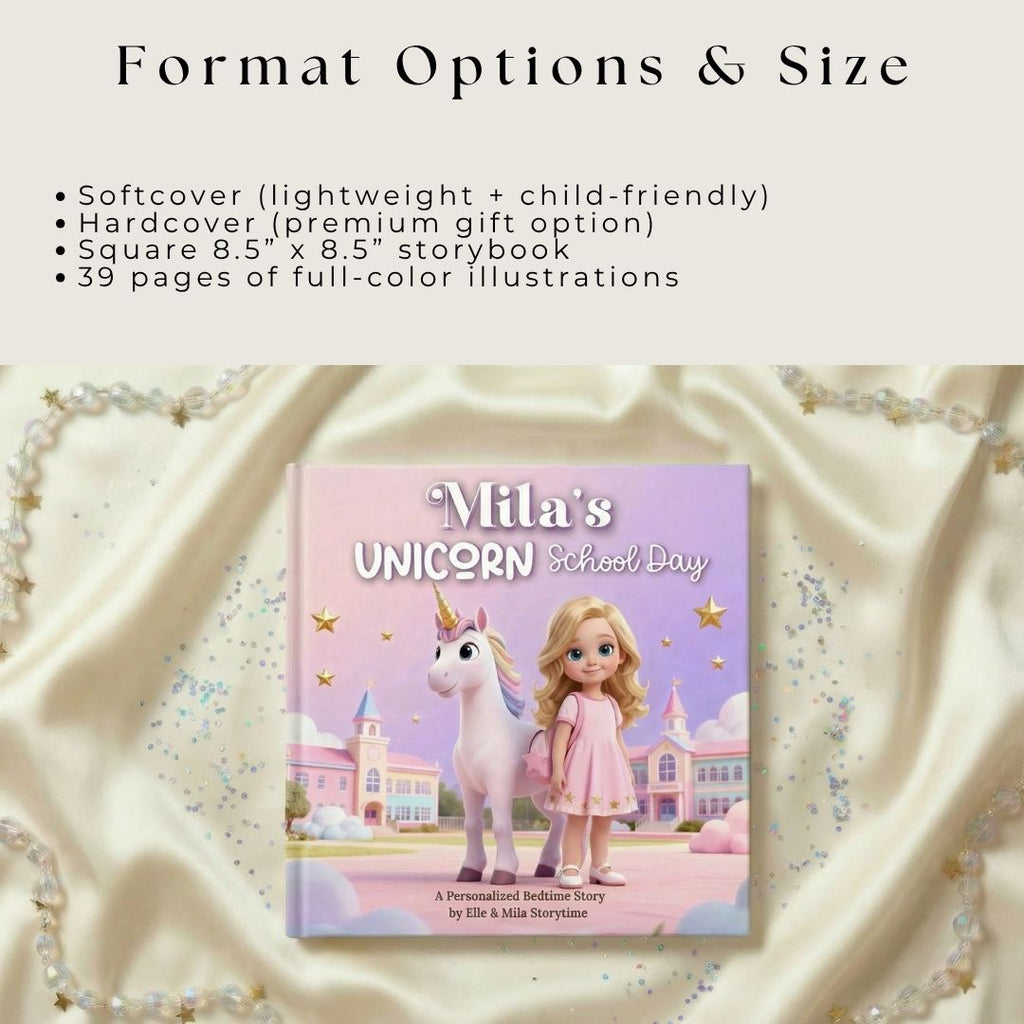 Unicorn book for girls school adventure gift personalized