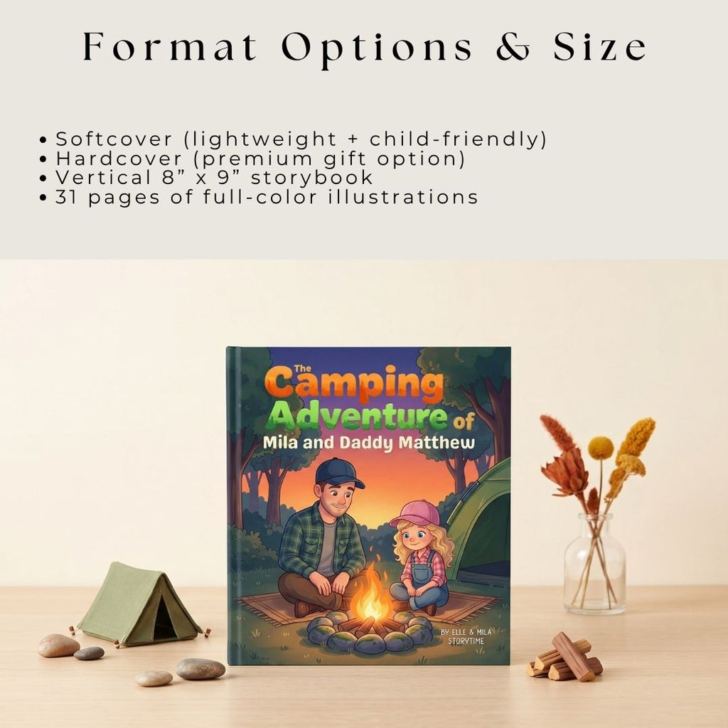 Daddy daughter camping adventure story book