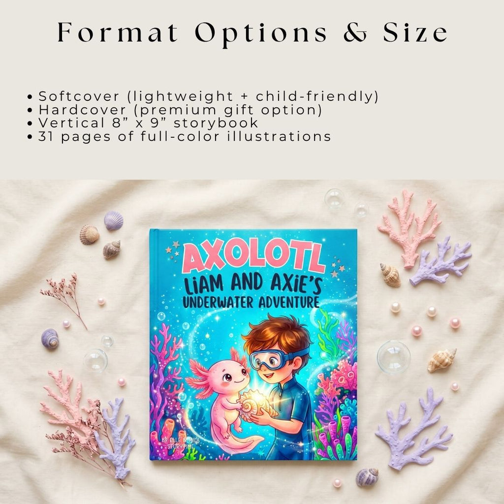 Axolotl story for boys ocean adventure personalized