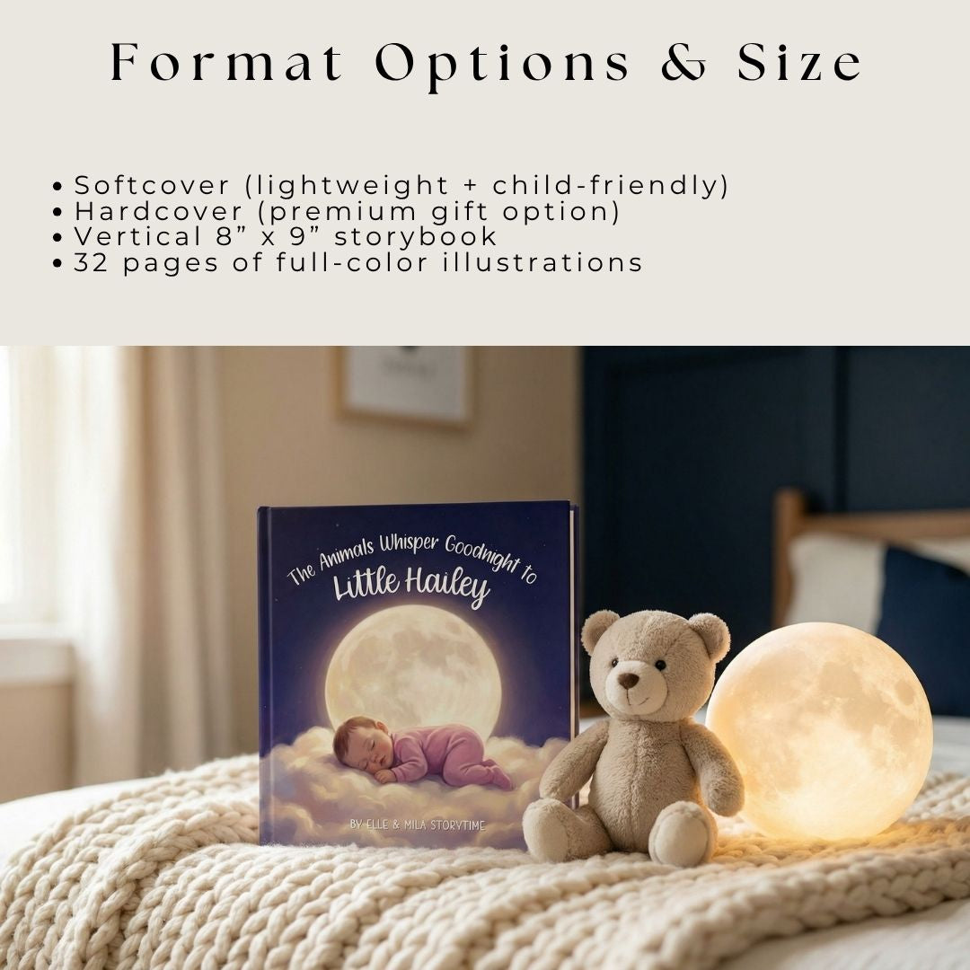 Baby bedtime book for girls animal sleep story personalized