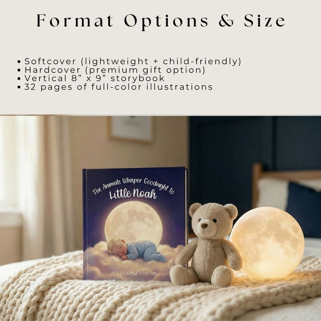 Baby bedtime book for boys animal sleep story personalized