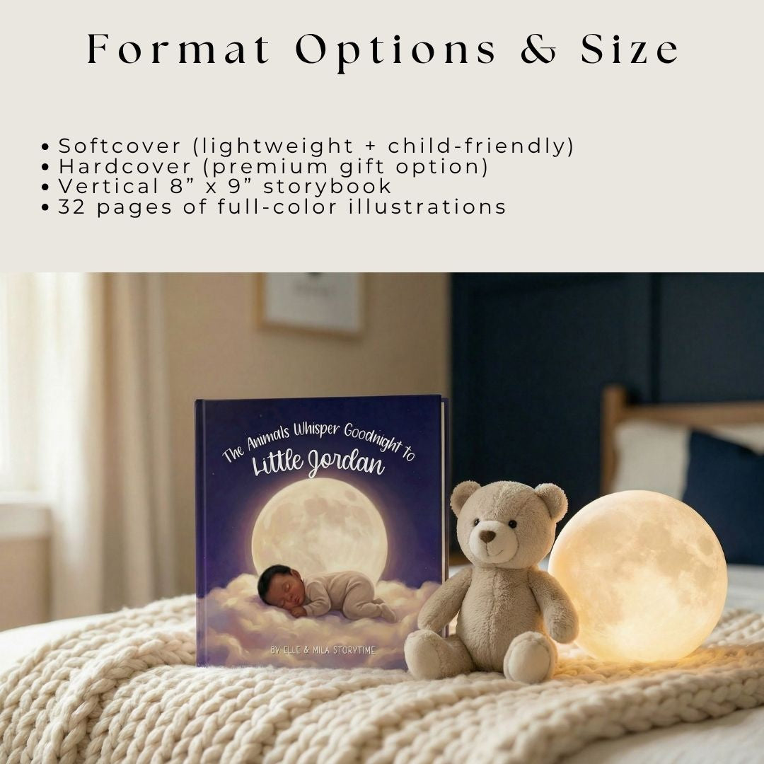 Baby bedtime book for boys animal sleep story personalized