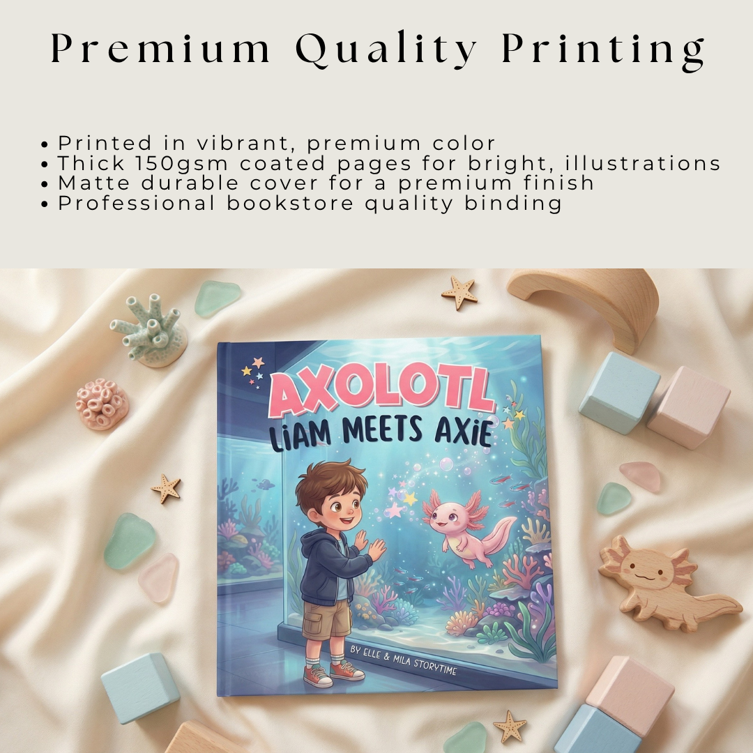Axolotl book for boys aquarium adventure personalized