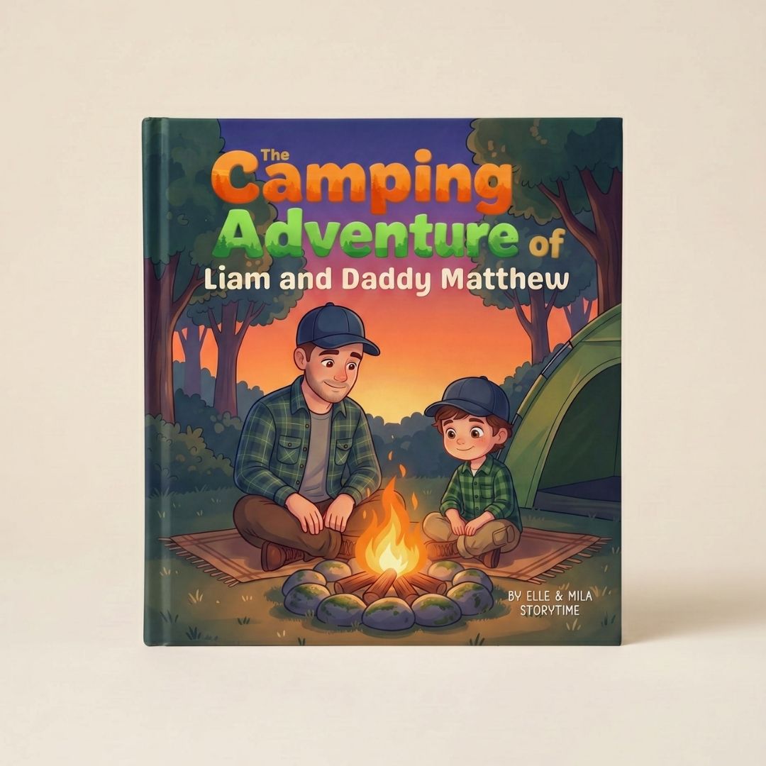 Daddy son camping adventure story book