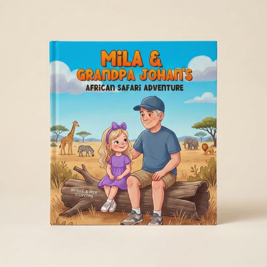 Grandpa and granddaughter safari adventure book african wildlife story personalized