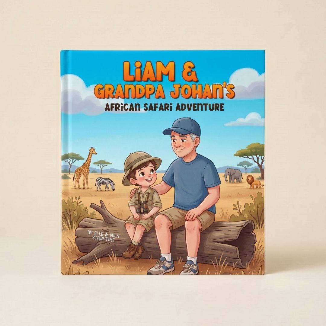 Grandpa and grandson safari adventure book african wildlife story personalized