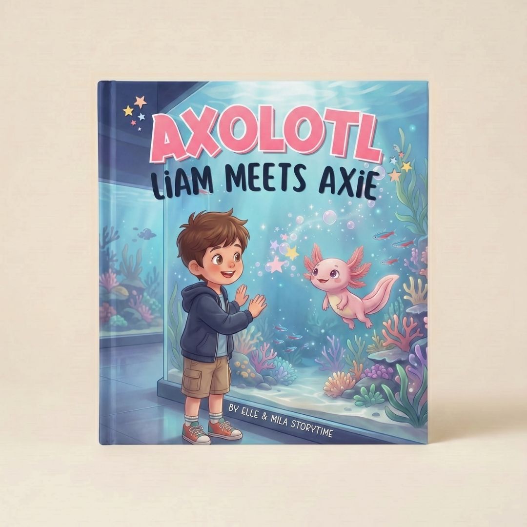 Axolotl book for boys aquarium adventure personalized
