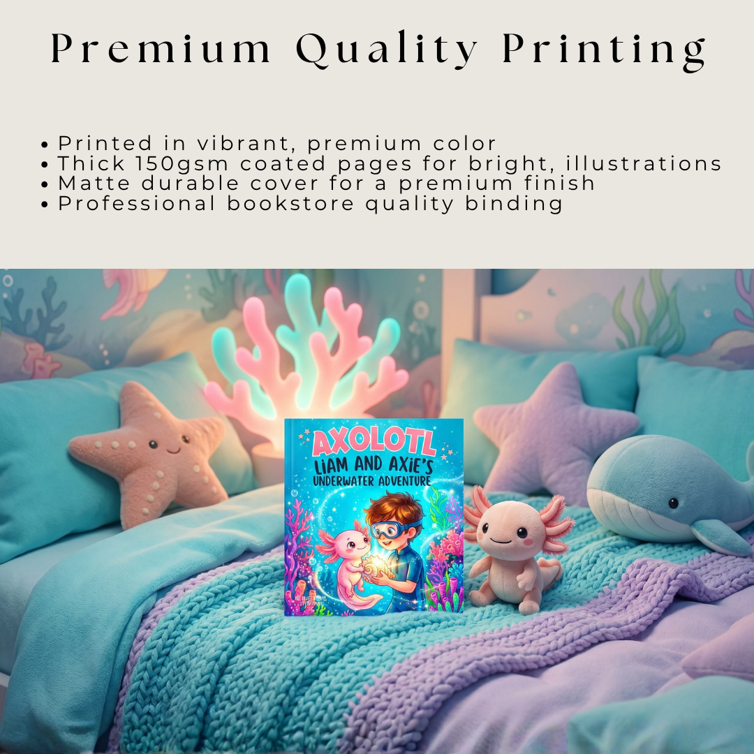 Axolotl story for boys ocean adventure personalized