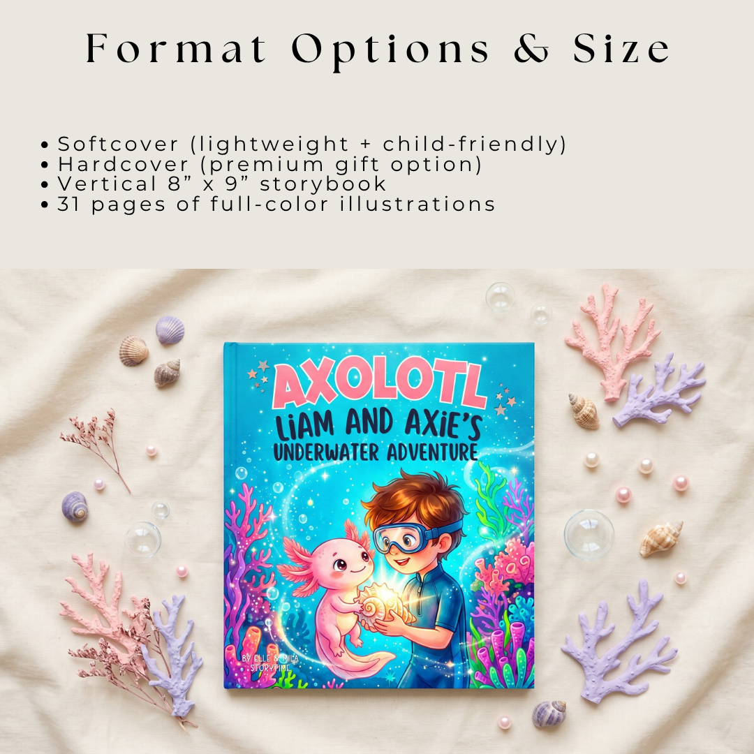 Axolotl story for boys ocean adventure personalized