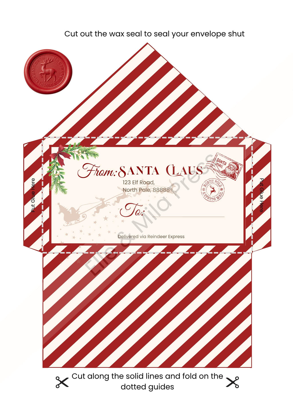 Letter from Santa + Matching Envelope, Printable PDF (A4 & US Letter Sizes Included)