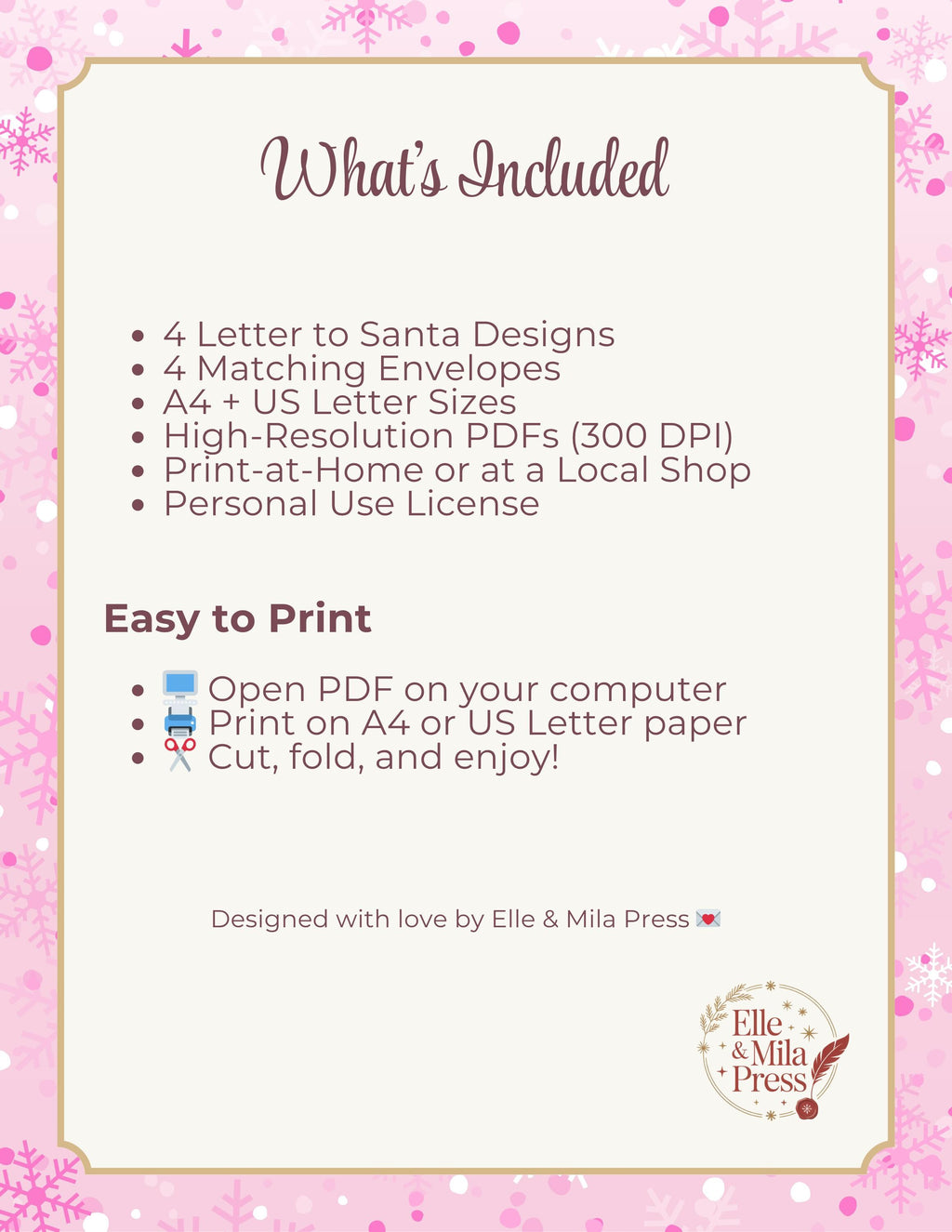 Letter to Santa Set | Printable Christmas List & Envelope (PDF)