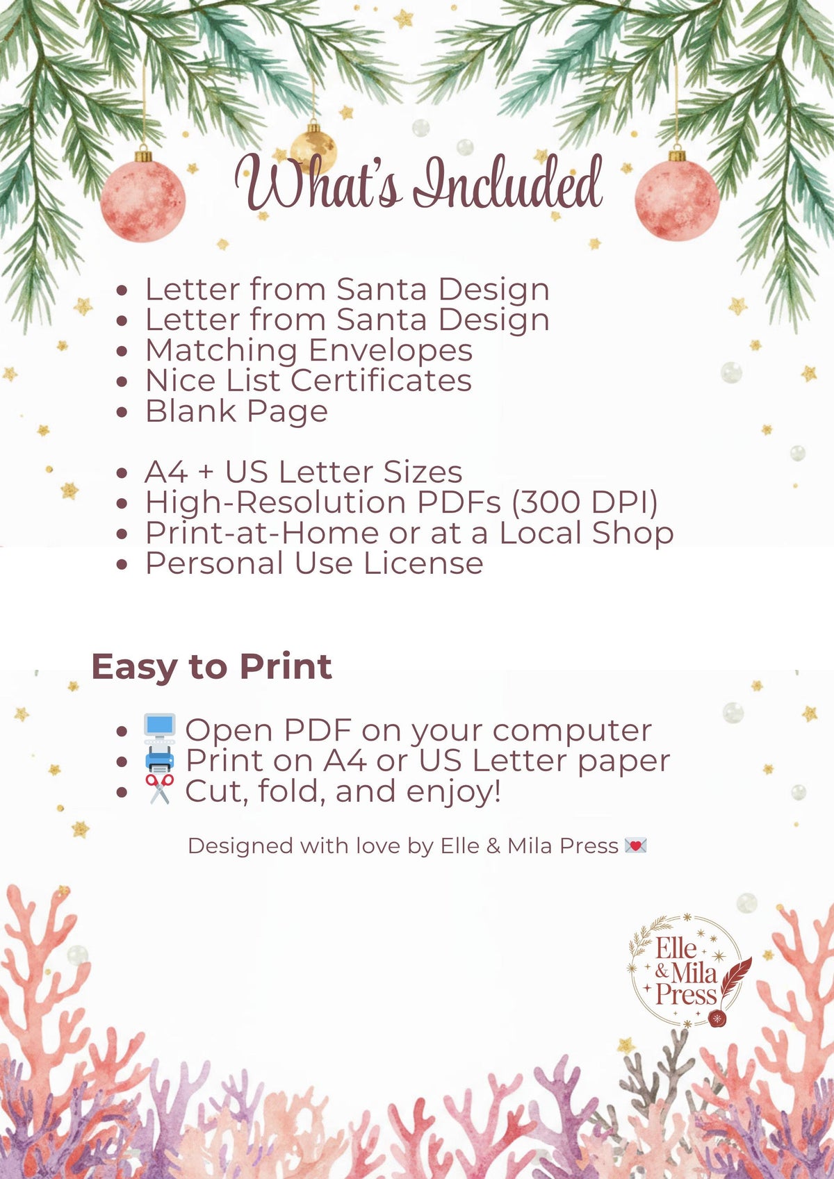 Mermaid Santa Letter Set | Christmas Kids Activity (Printable PDF)