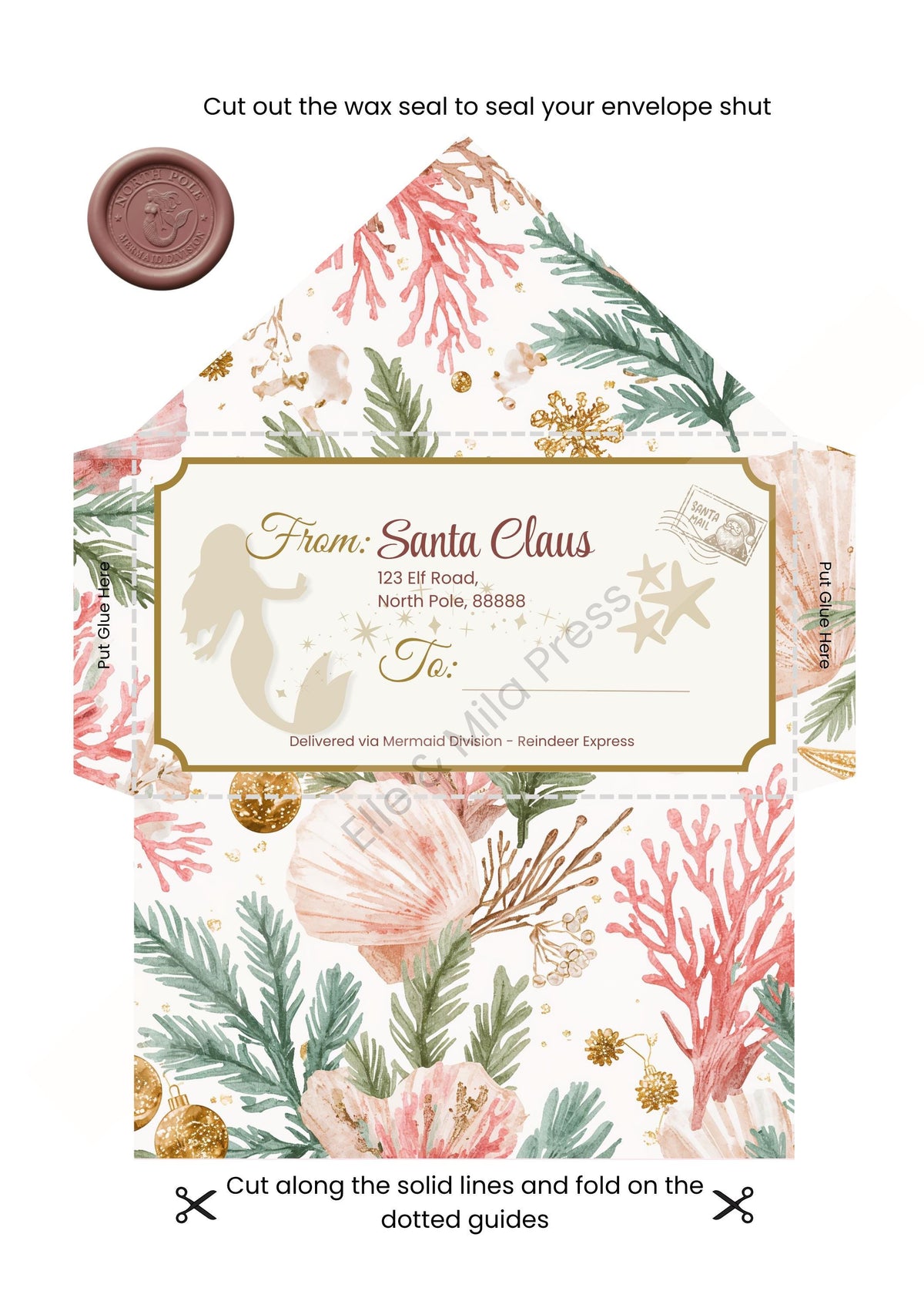 Mermaid Santa Letter Set | Christmas Kids Activity (Printable PDF)